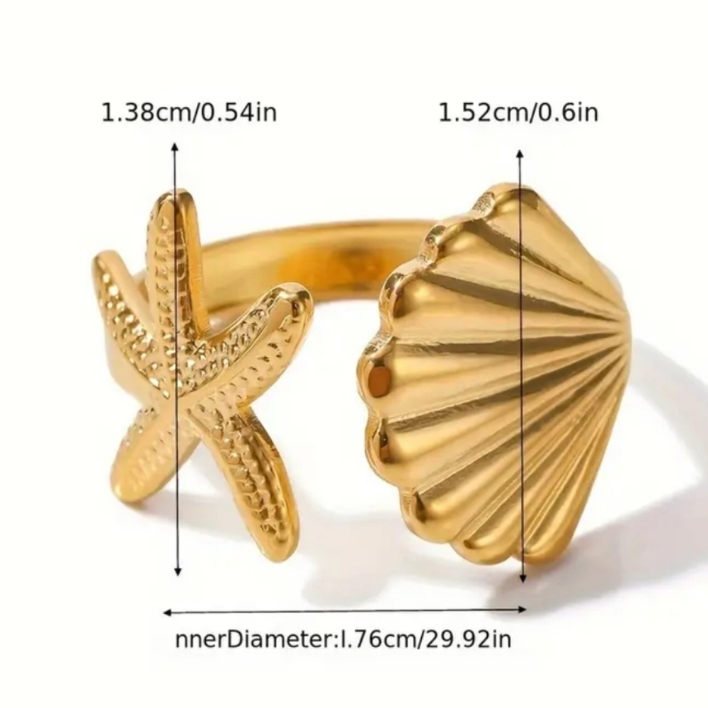 NEW! Starfish & Shell Adjustable Ring – Everyday Style or Gift Ready - Picture 5 of 9